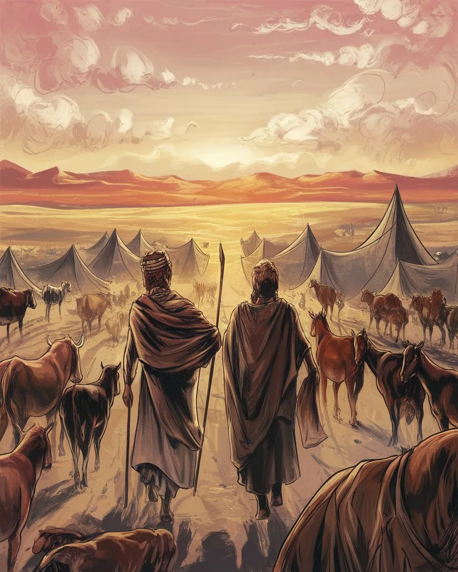 Abraham y Ló partiendo hacia la tierra prometida